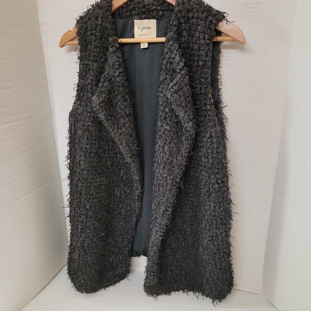 a. gain Gray Open Womens Fuzzy Vest 20013A S/ M